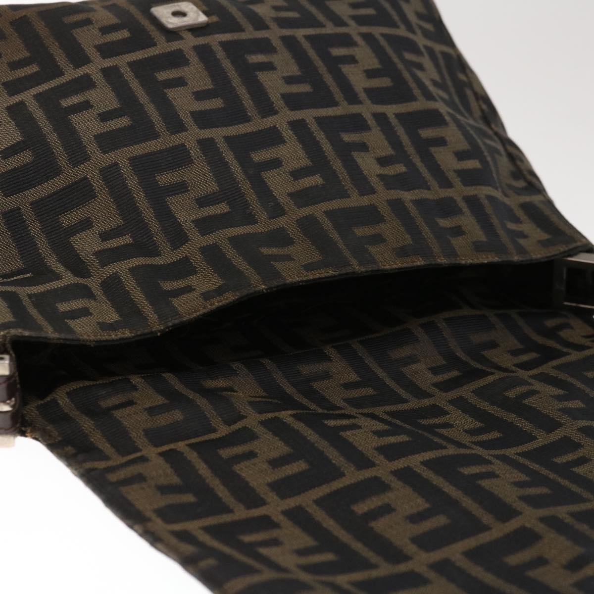 FENDI Zucca Canvas Mamma Baguette Shoulder Bag Brown Black yk10323