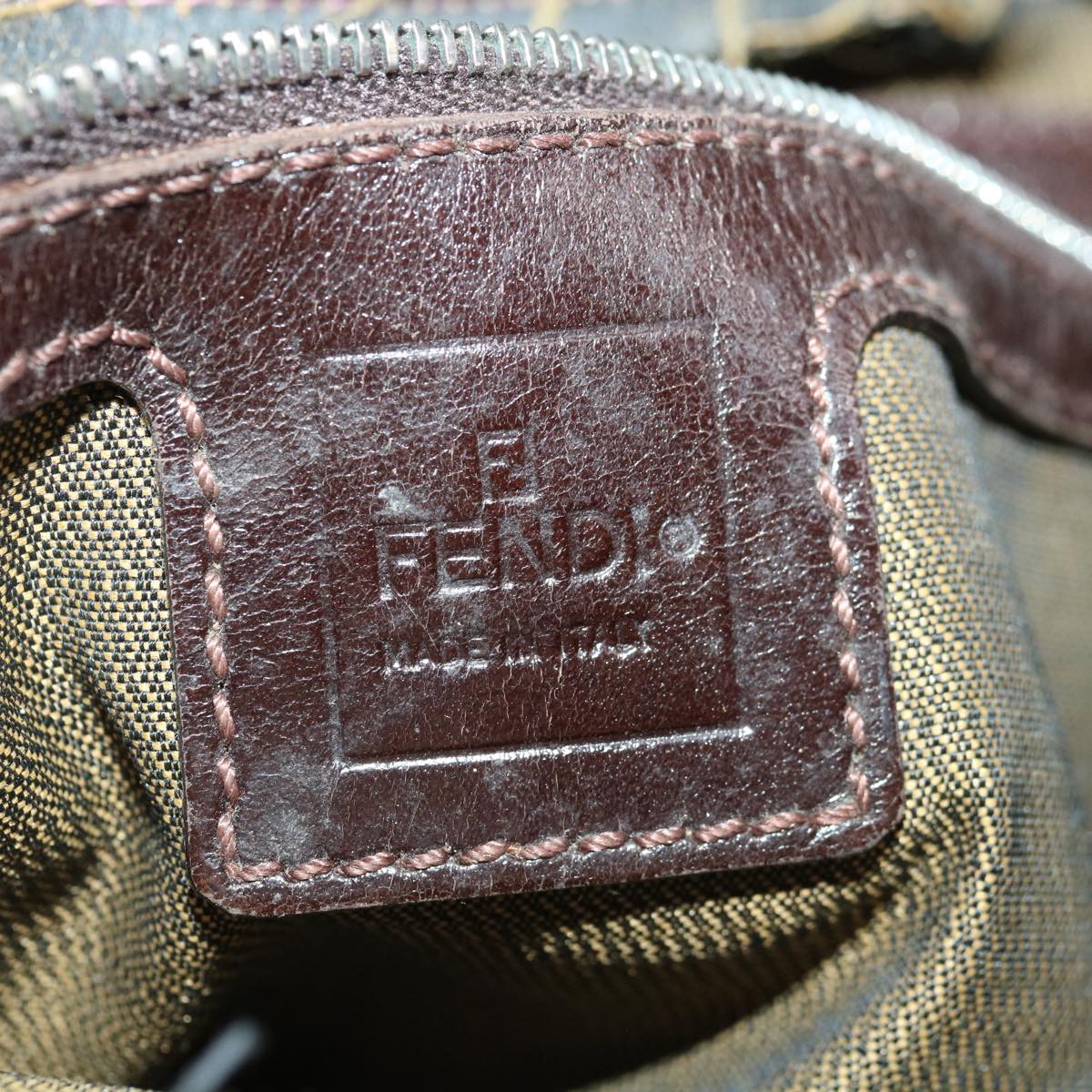 FENDI Zucca Canvas Mamma Baguette Shoulder Bag Brown Black yk10323