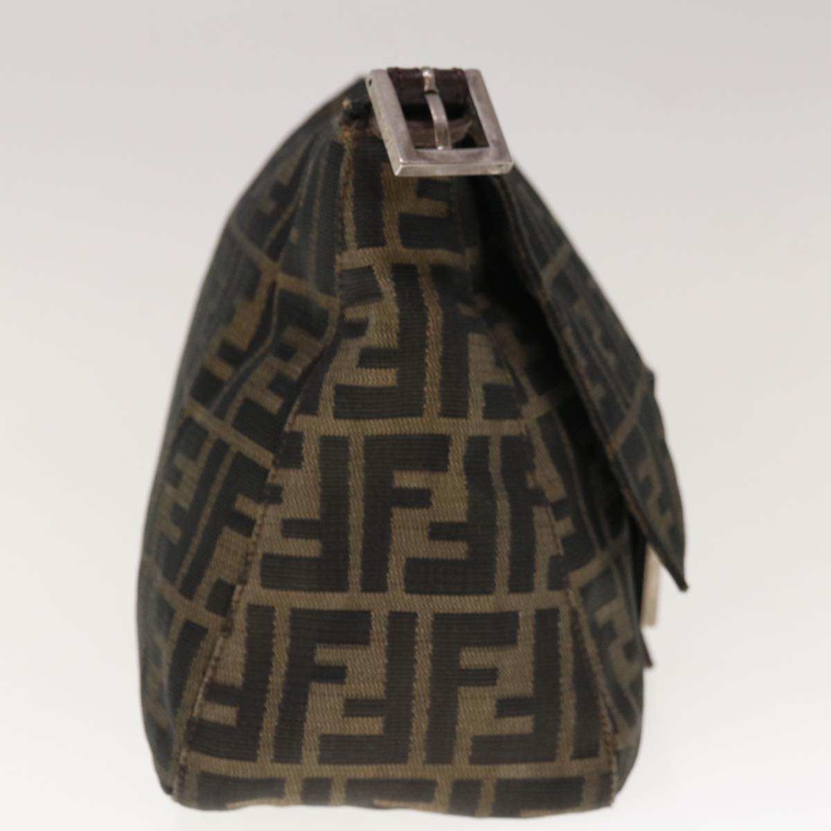 FENDI Zucca Canvas Mamma Baguette Shoulder Bag Brown Black yk10323