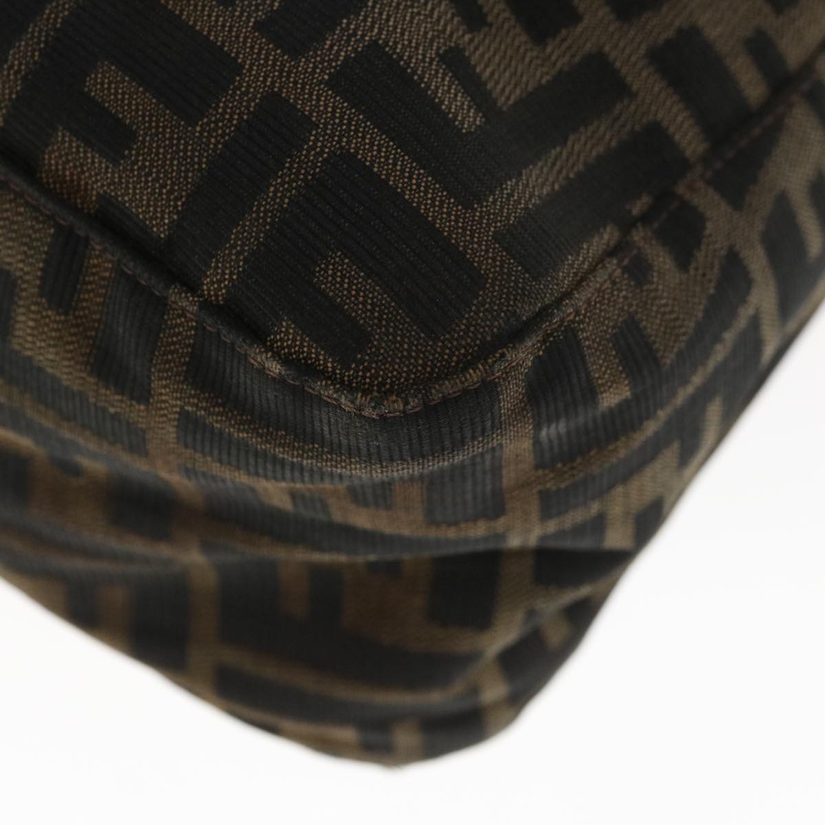 FENDI Zucca Canvas Mamma Baguette Shoulder Bag Brown Black yk10323