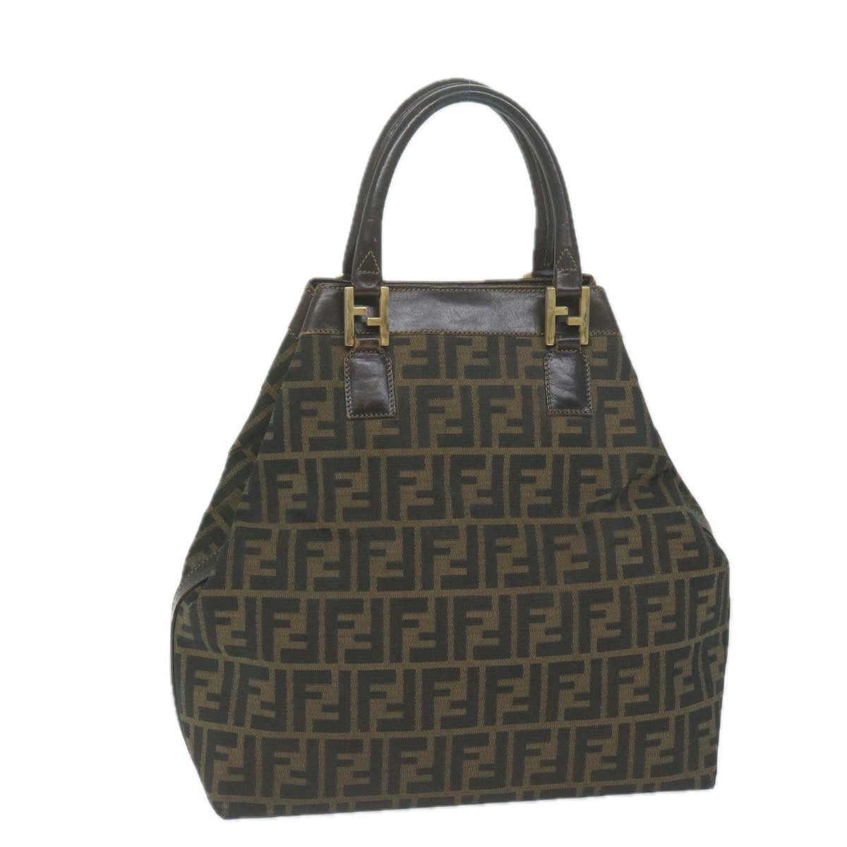 FENDI Zucca Canvas Hand Bag Black Brown yk10338