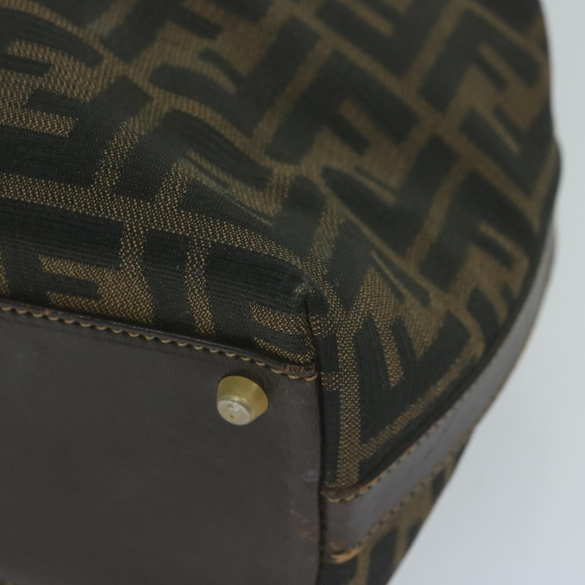 FENDI Zucca Canvas Hand Bag Black Brown yk10338