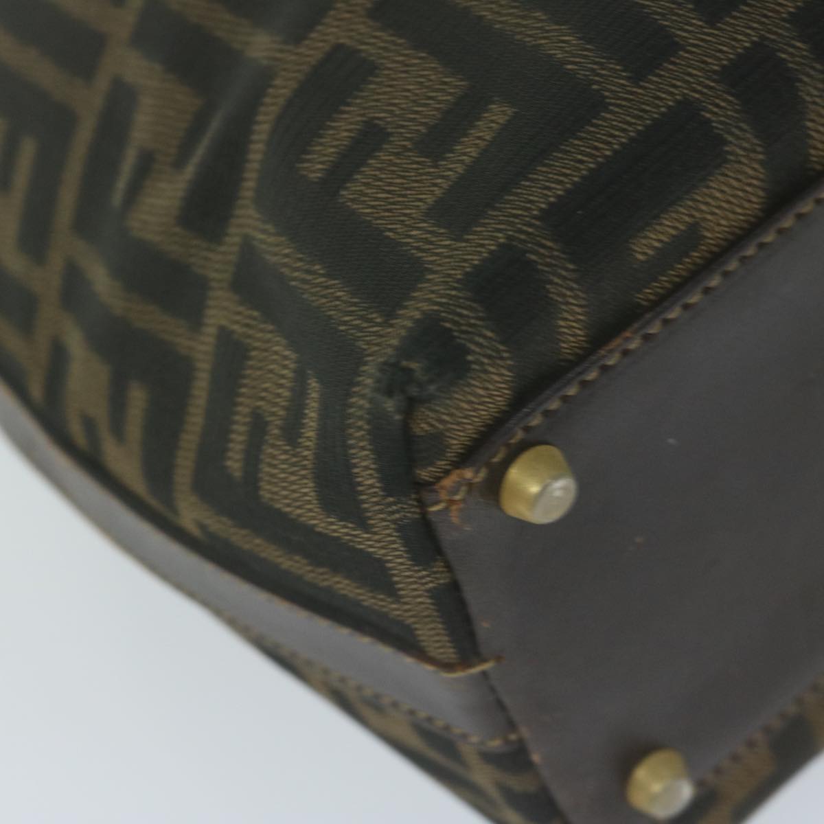 FENDI Zucca Canvas Hand Bag Black Brown yk10338
