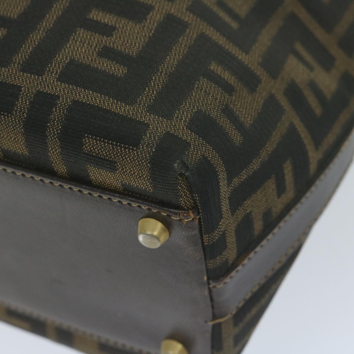 FENDI Zucca Canvas Hand Bag Black Brown yk10338