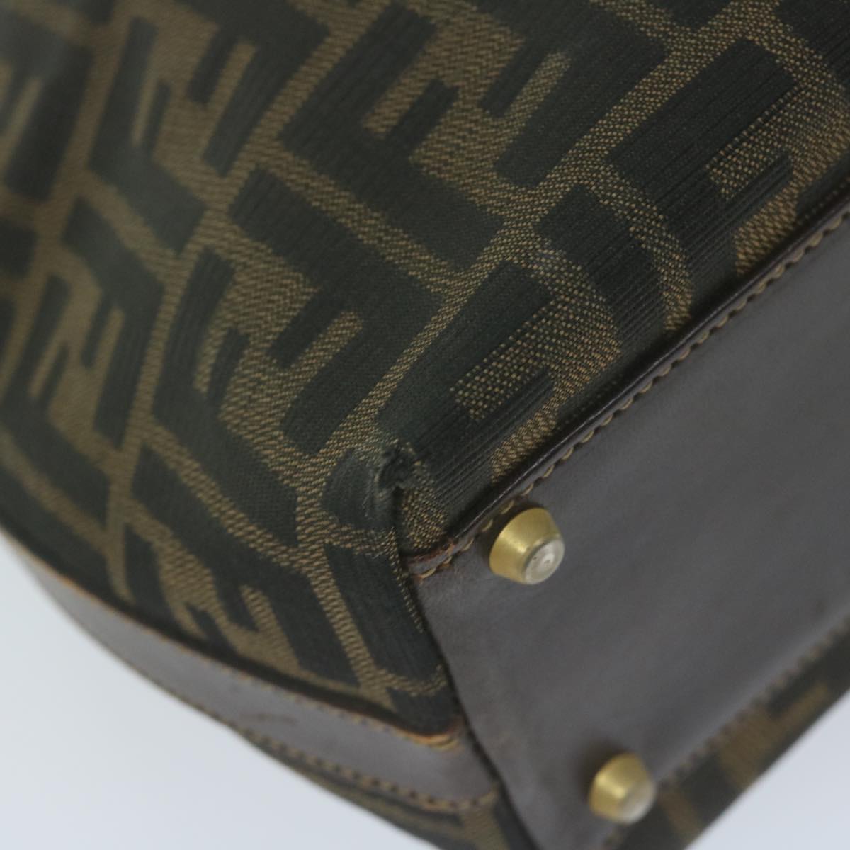 FENDI Zucca Canvas Hand Bag Black Brown yk10338
