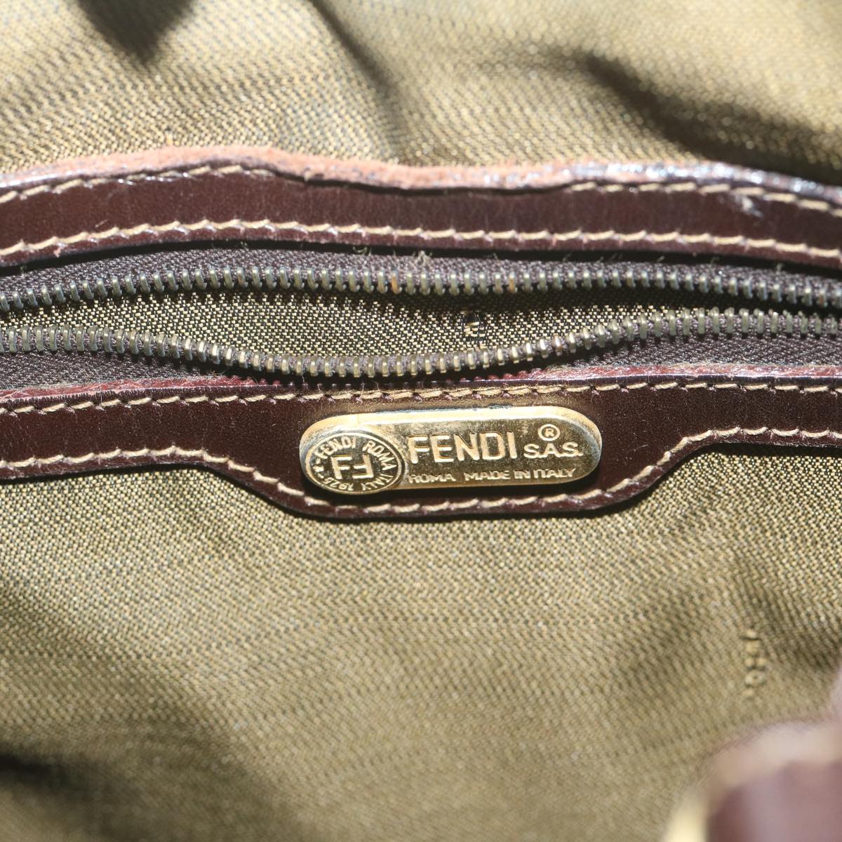 FENDI Zucca Canvas Hand Bag Black Brown yk10338