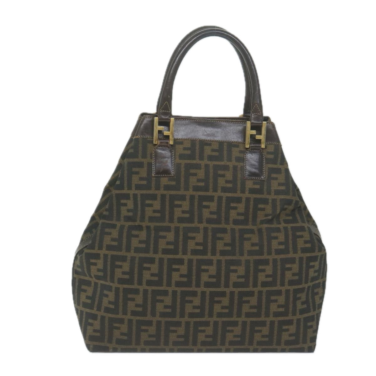 FENDI Zucca Canvas Hand Bag Black Brown yk10338