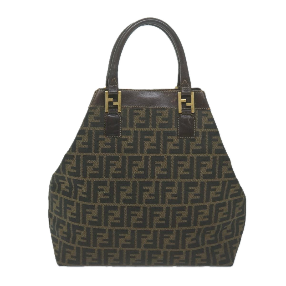 FENDI Zucca Canvas Hand Bag Black Brown yk10338
