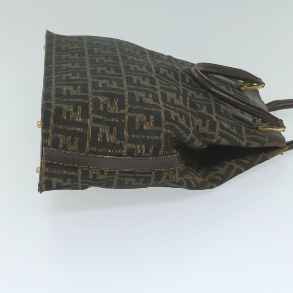 FENDI Zucca Canvas Hand Bag Black Brown yk10338