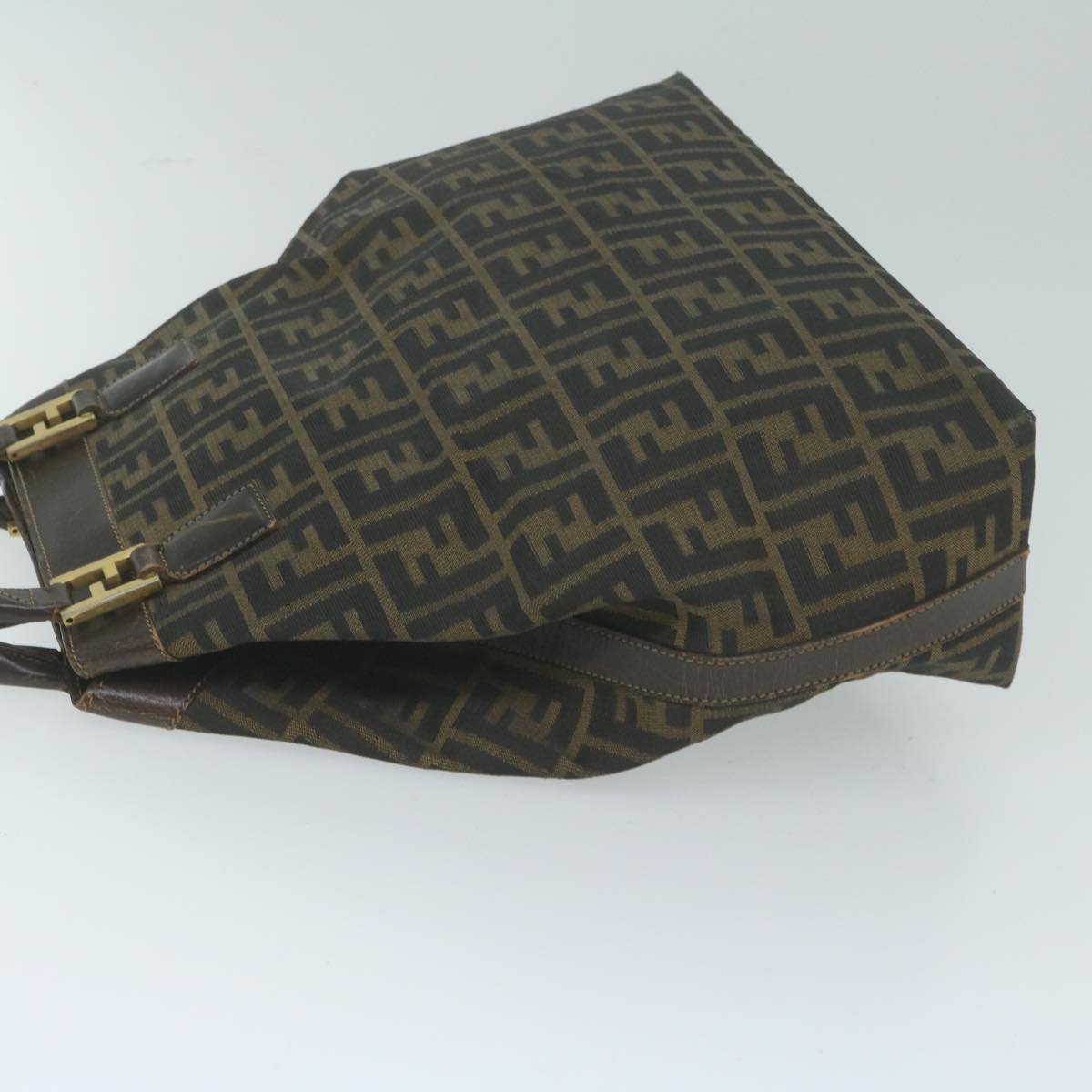 FENDI Zucca Canvas Hand Bag Black Brown yk10338