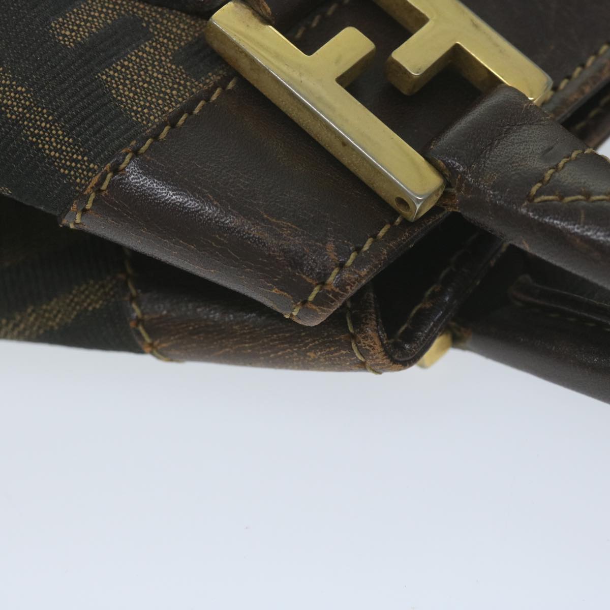 FENDI Zucca Canvas Hand Bag Black Brown yk10338