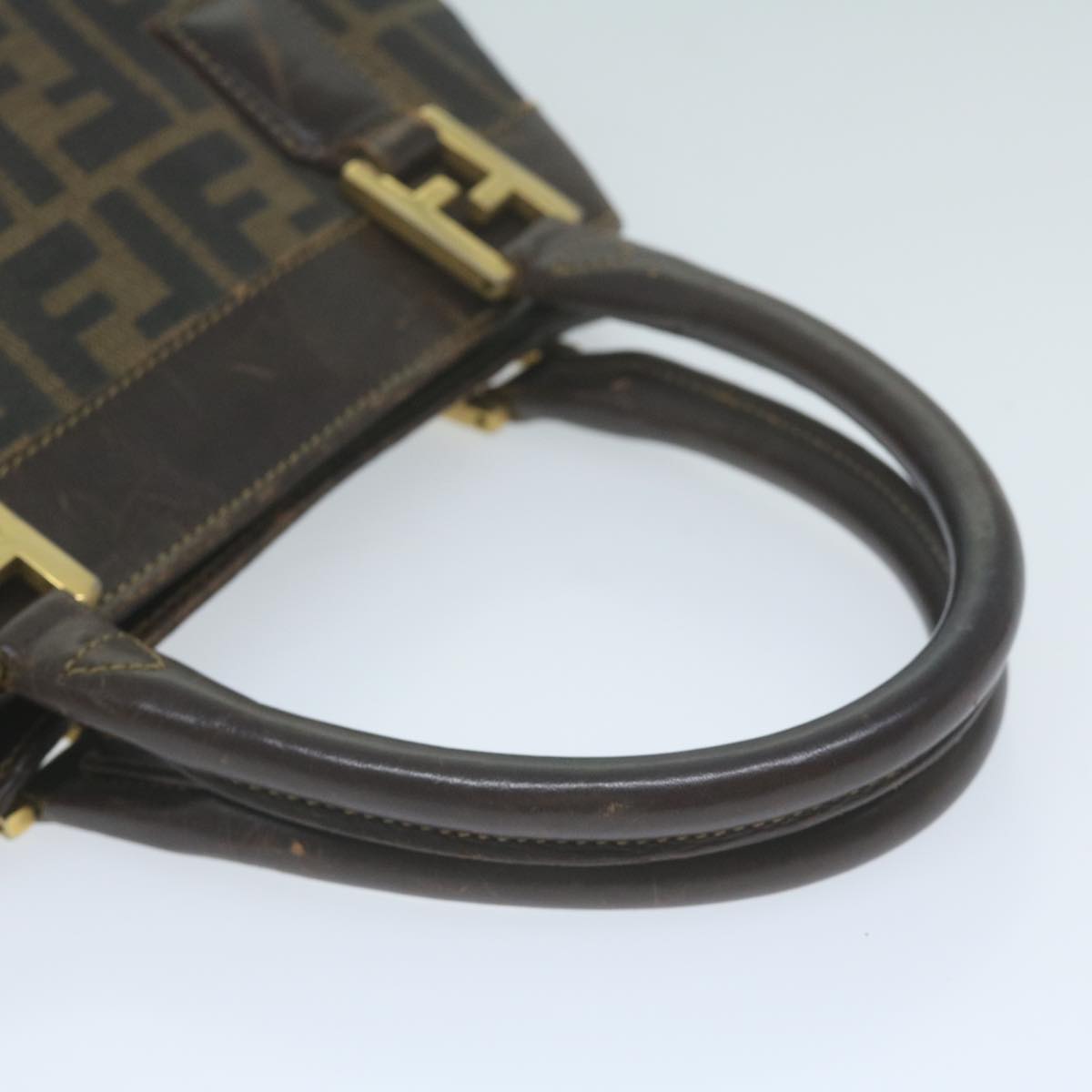 FENDI Zucca Canvas Hand Bag Black Brown yk10338
