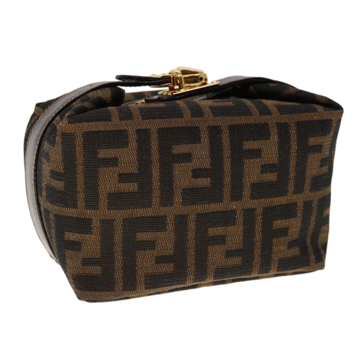 FENDI Zucca Canvas Hand Pouch Brown Black yk10361