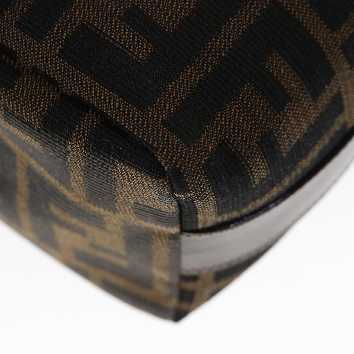 FENDI Zucca Canvas Hand Pouch Brown Black yk10361