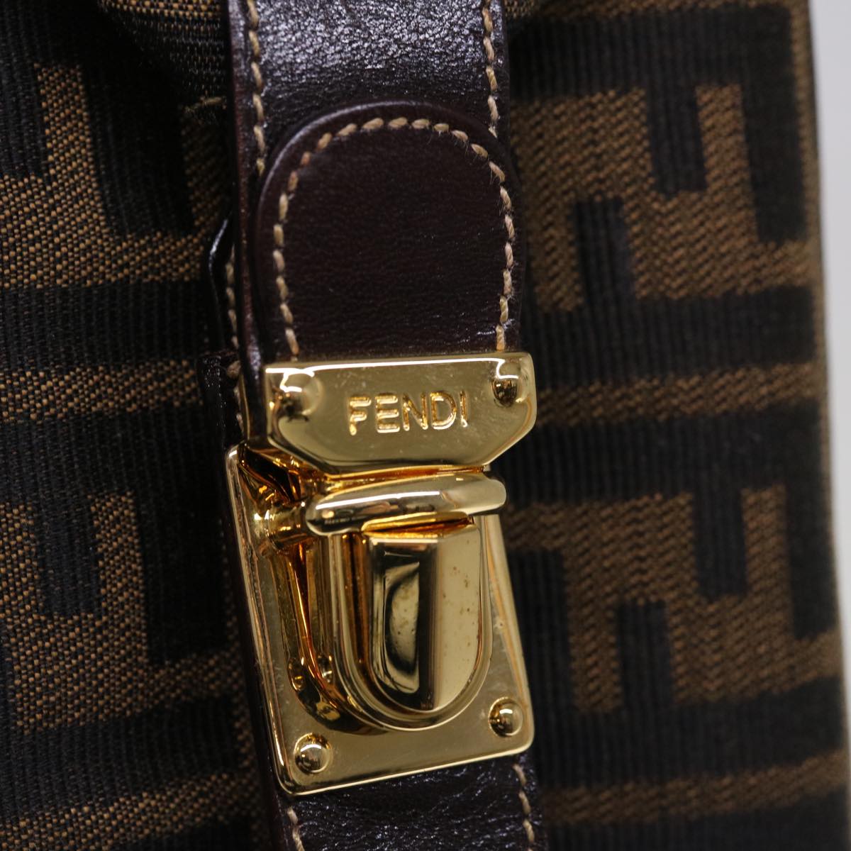 FENDI Zucca Canvas Hand Pouch Brown Black yk10361