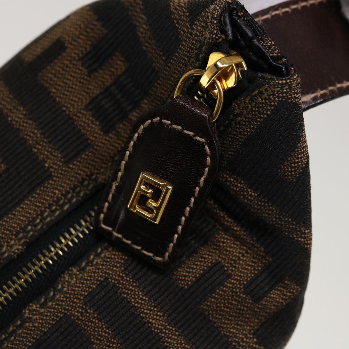 FENDI Zucca Canvas Hand Pouch Brown Black yk10361