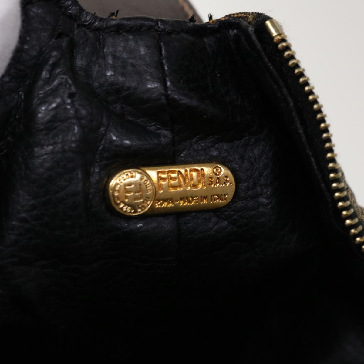 FENDI Zucca Canvas Hand Pouch Brown Black yk10361