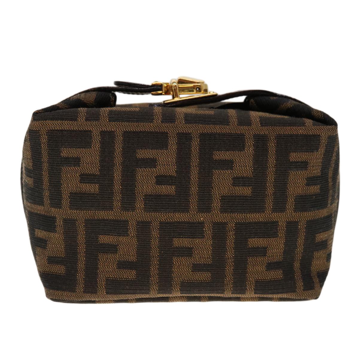 FENDI Zucca Canvas Hand Pouch Brown Black yk10361