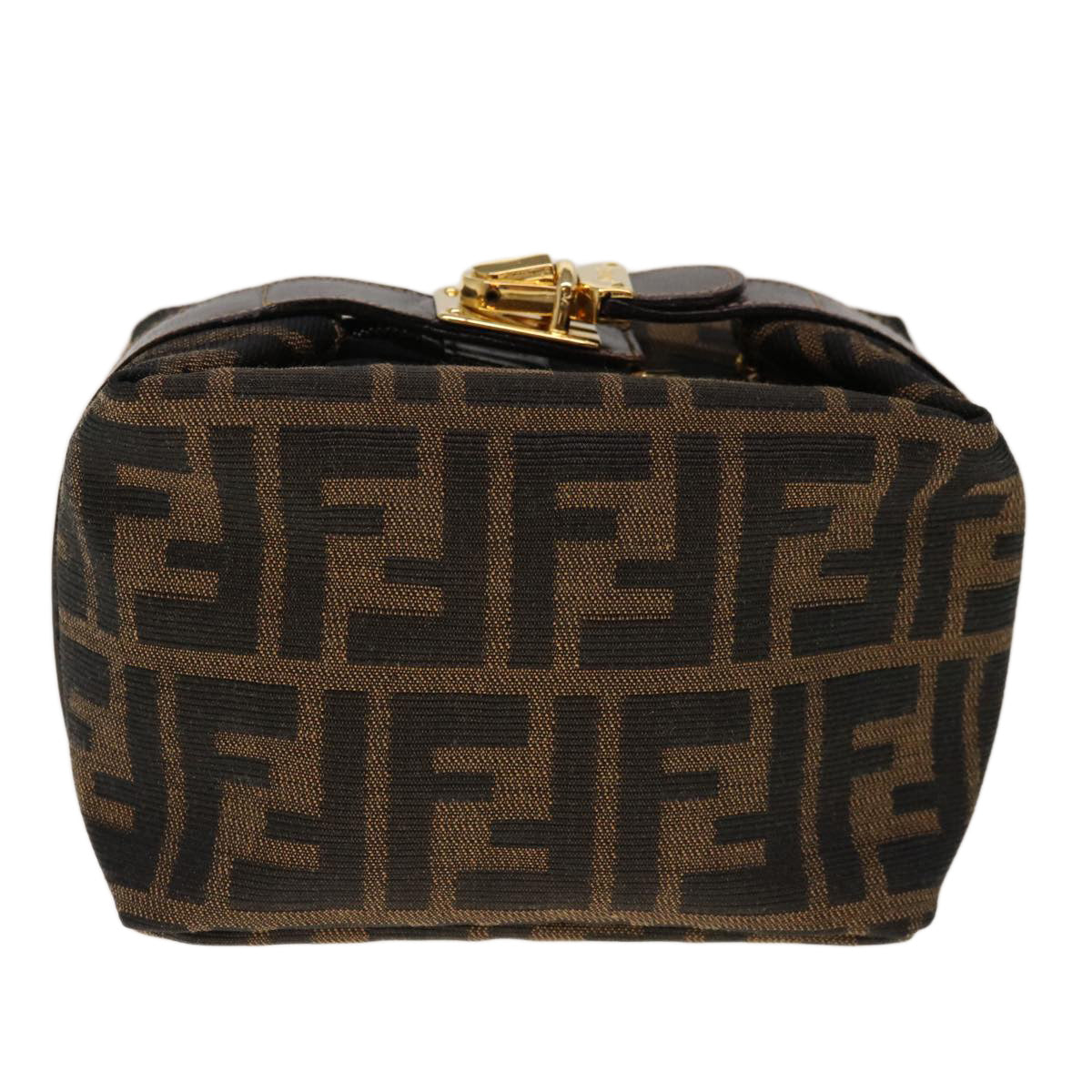 FENDI Zucca Canvas Hand Pouch Brown Black yk10361