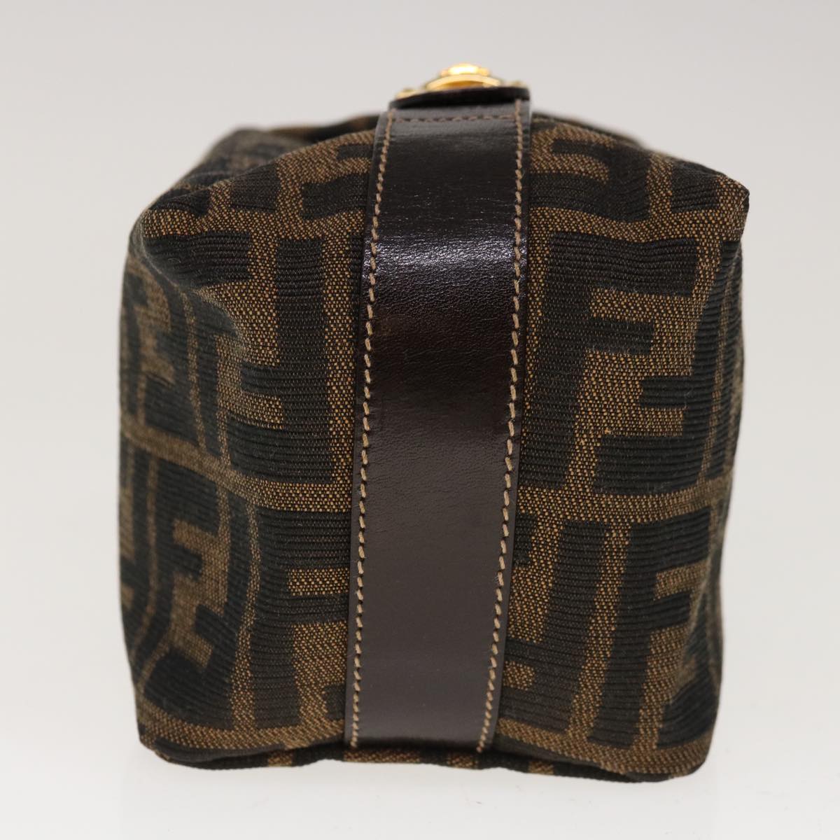 FENDI Zucca Canvas Hand Pouch Brown Black yk10361