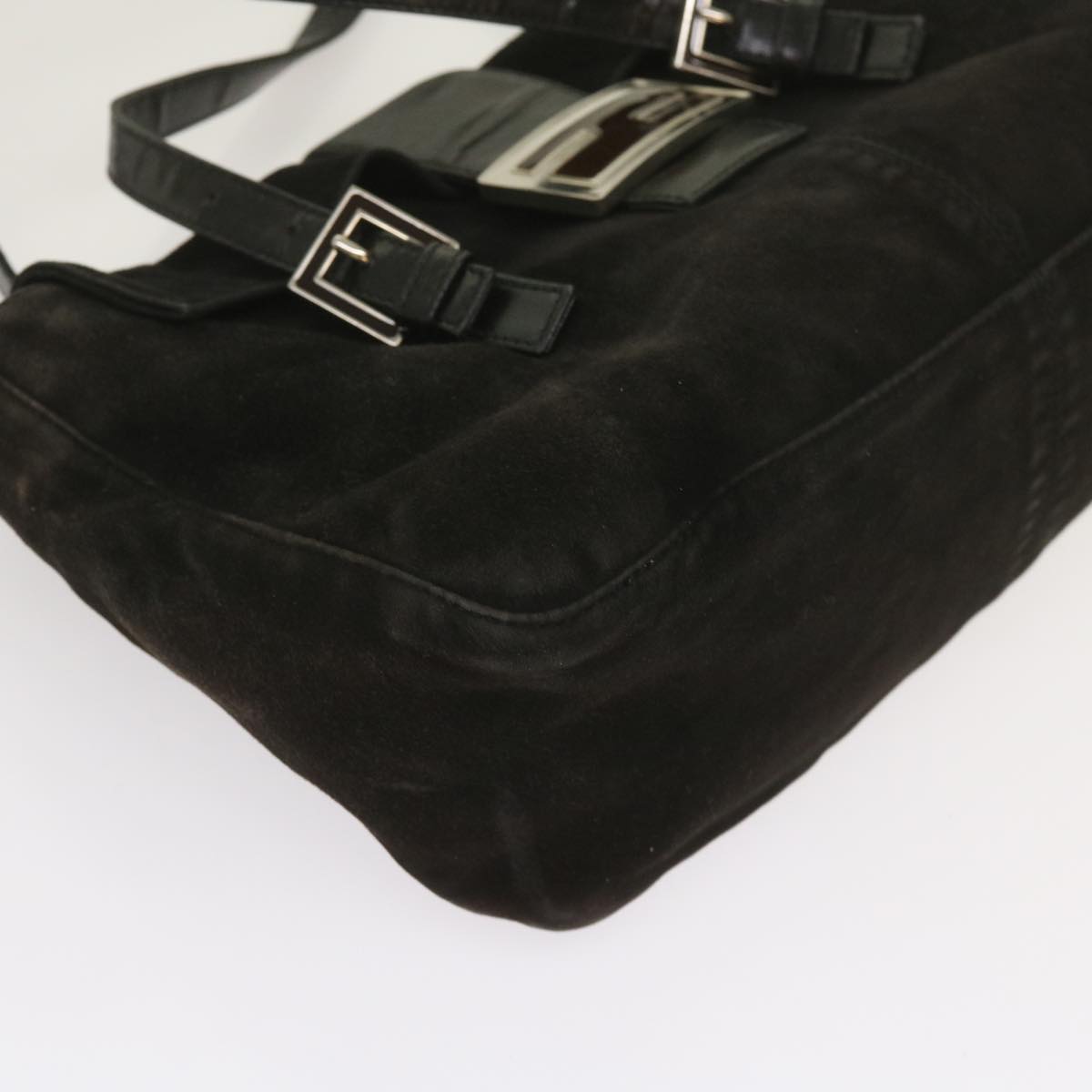 FENDI Shoulder Bag Suede Black yk10461