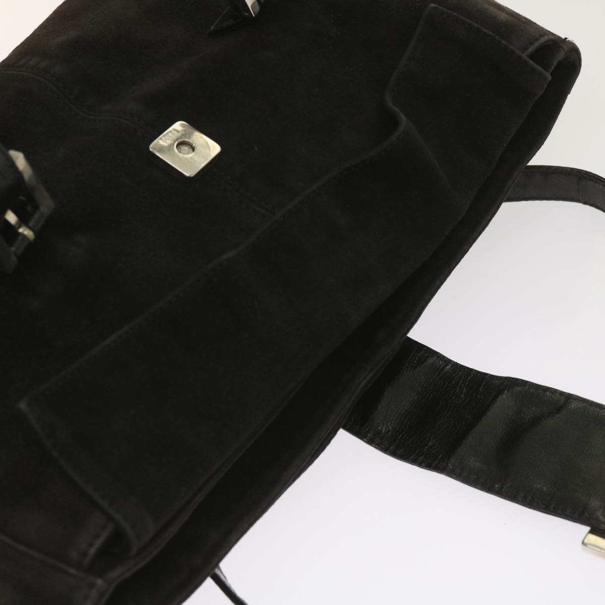 FENDI Shoulder Bag Suede Black yk10461