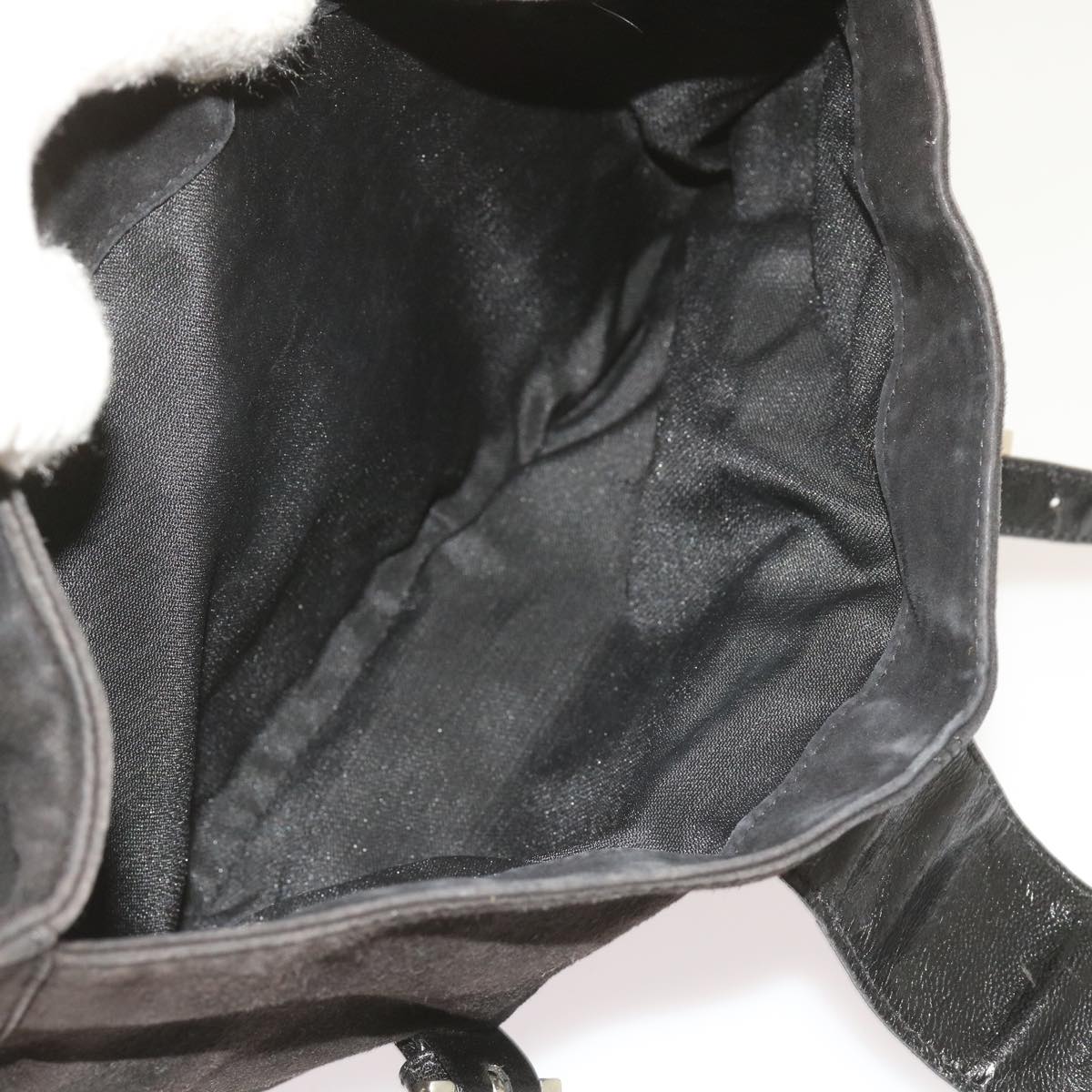 FENDI Shoulder Bag Suede Black yk10461