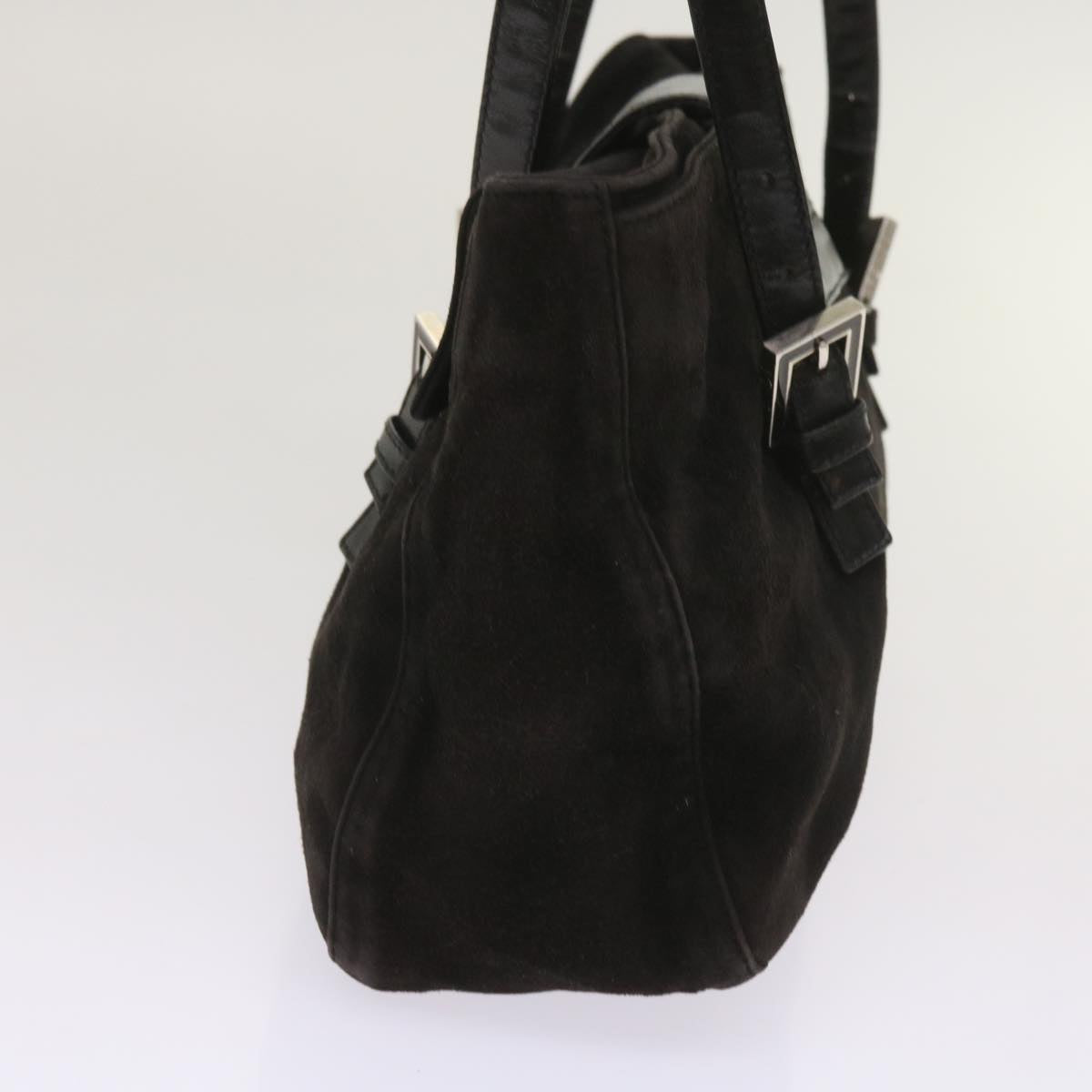 FENDI Shoulder Bag Suede Black yk10461