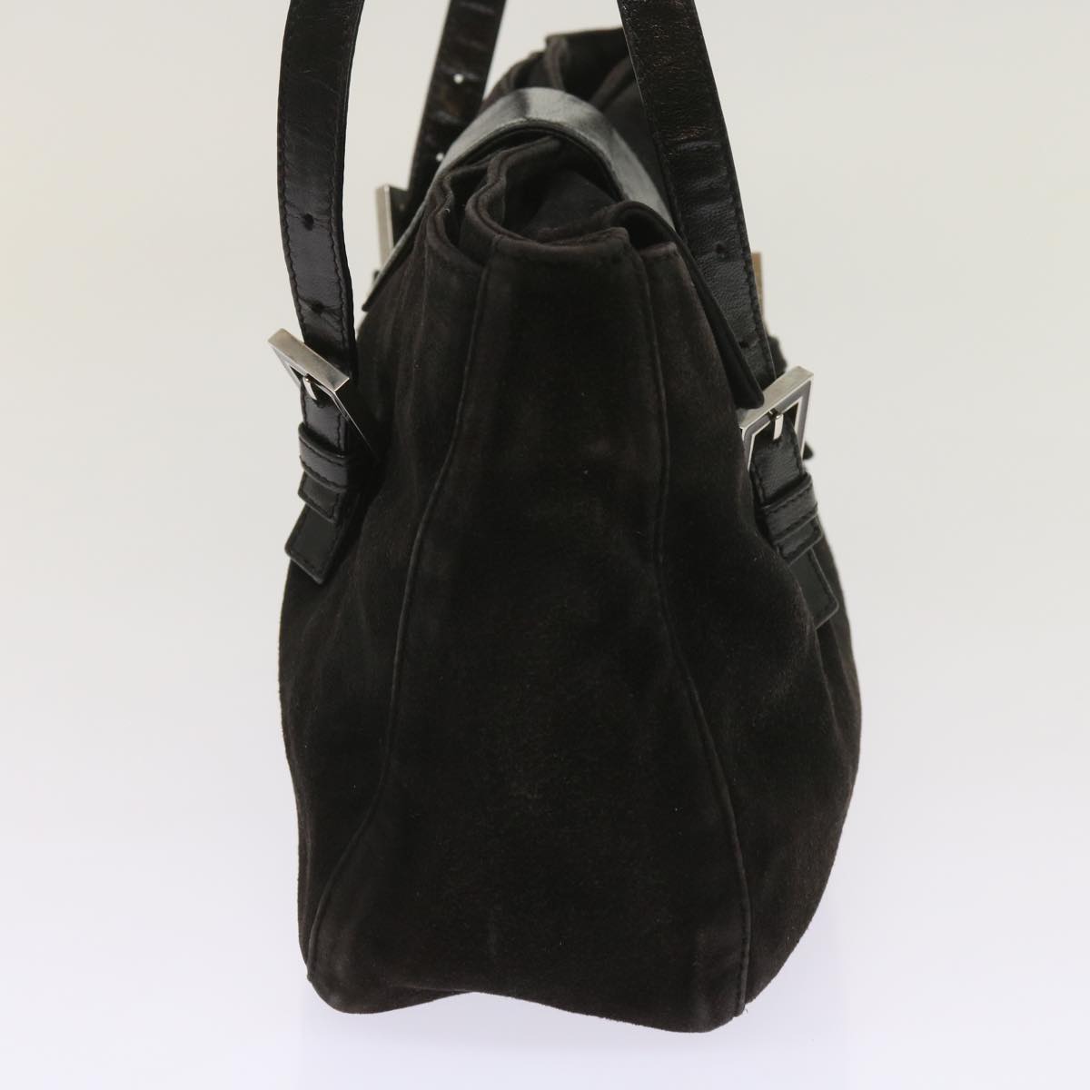 FENDI Shoulder Bag Suede Black yk10461