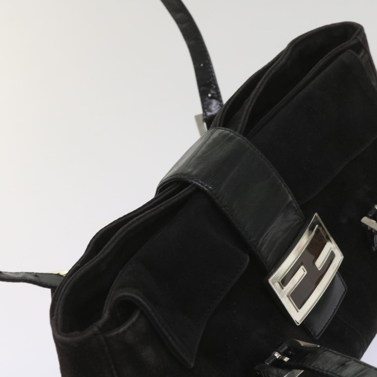 FENDI Shoulder Bag Suede Black yk10461