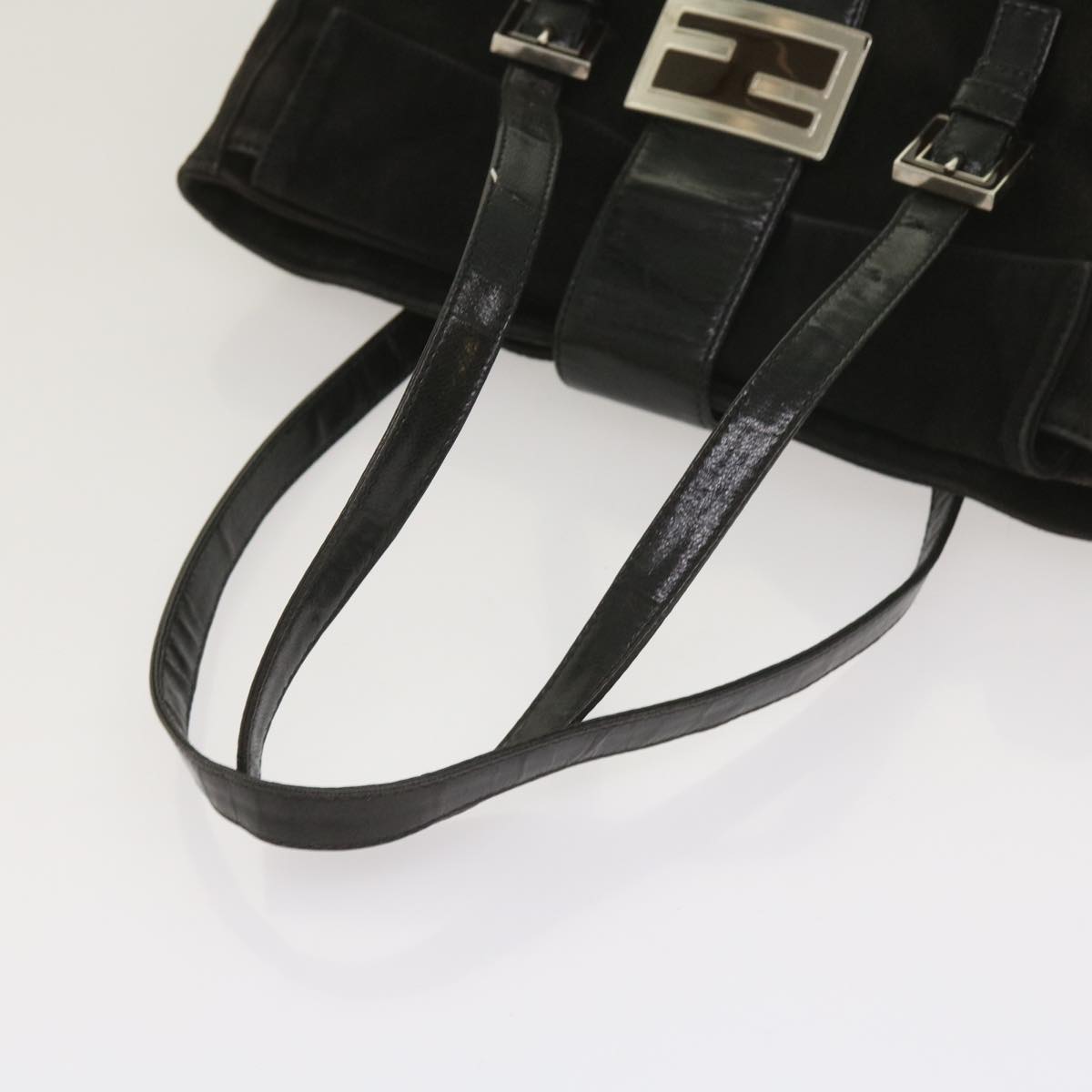 FENDI Shoulder Bag Suede Black yk10461