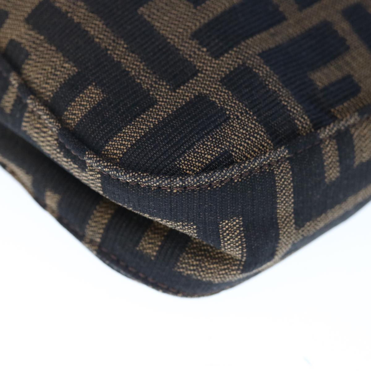 FENDI Zucca Canvas Mamma Baguette Shoulder Bag Brown Black yk10477