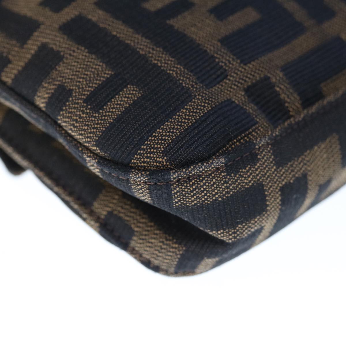 FENDI Zucca Canvas Mamma Baguette Shoulder Bag Brown Black yk10477