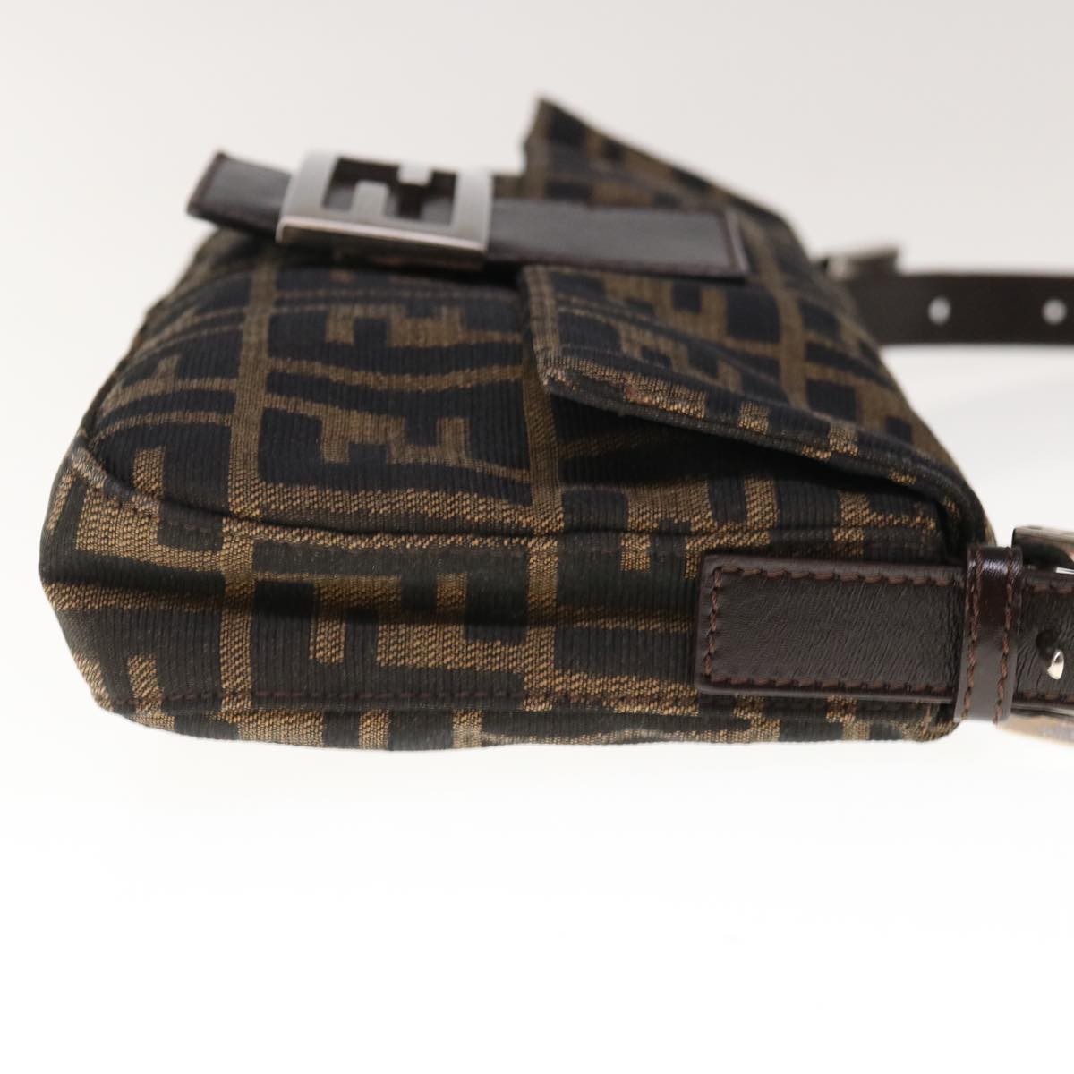 FENDI Zucca Canvas Mamma Baguette Shoulder Bag Brown Black yk10477