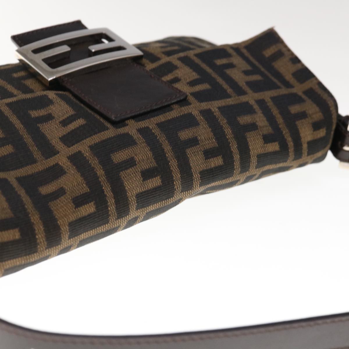 FENDI Zucca Canvas Mamma Baguette Shoulder Bag Brown Black yk10477