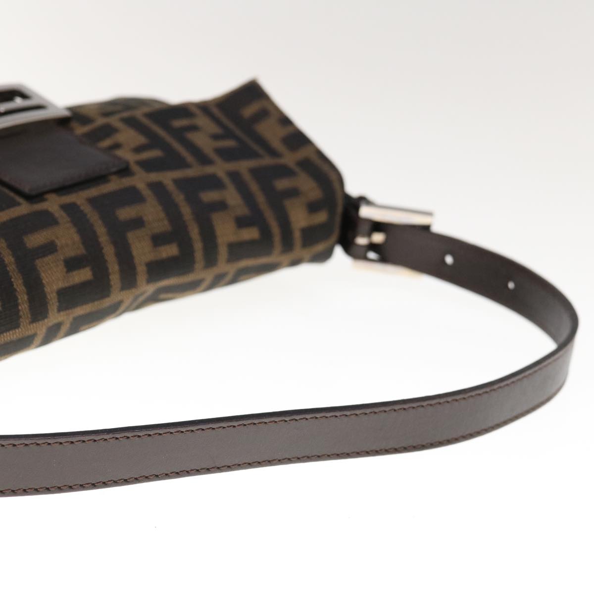 FENDI Zucca Canvas Mamma Baguette Shoulder Bag Brown Black yk10477