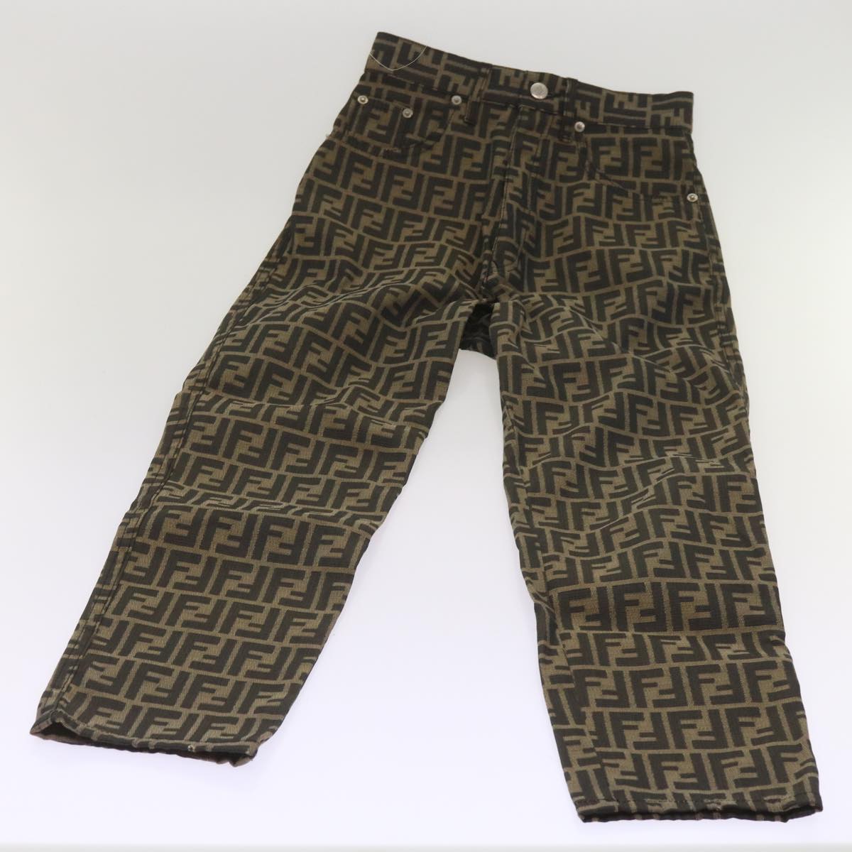 FENDI Zucca Canvas Pants Black Brown yk10543