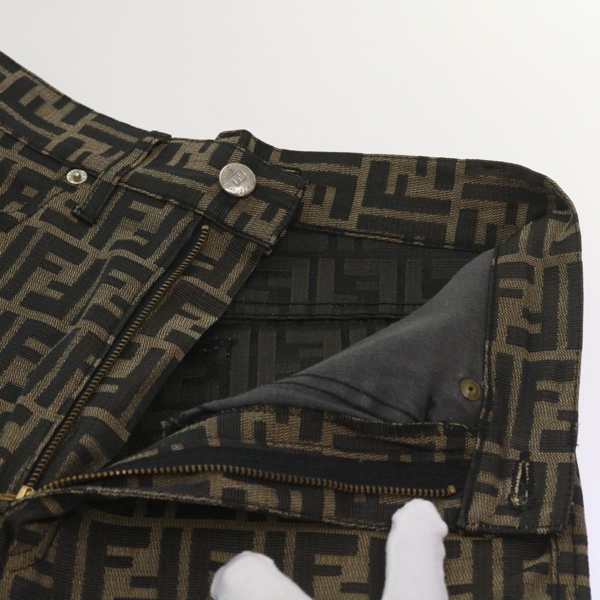 FENDI Zucca Canvas Pants Black Brown yk10543