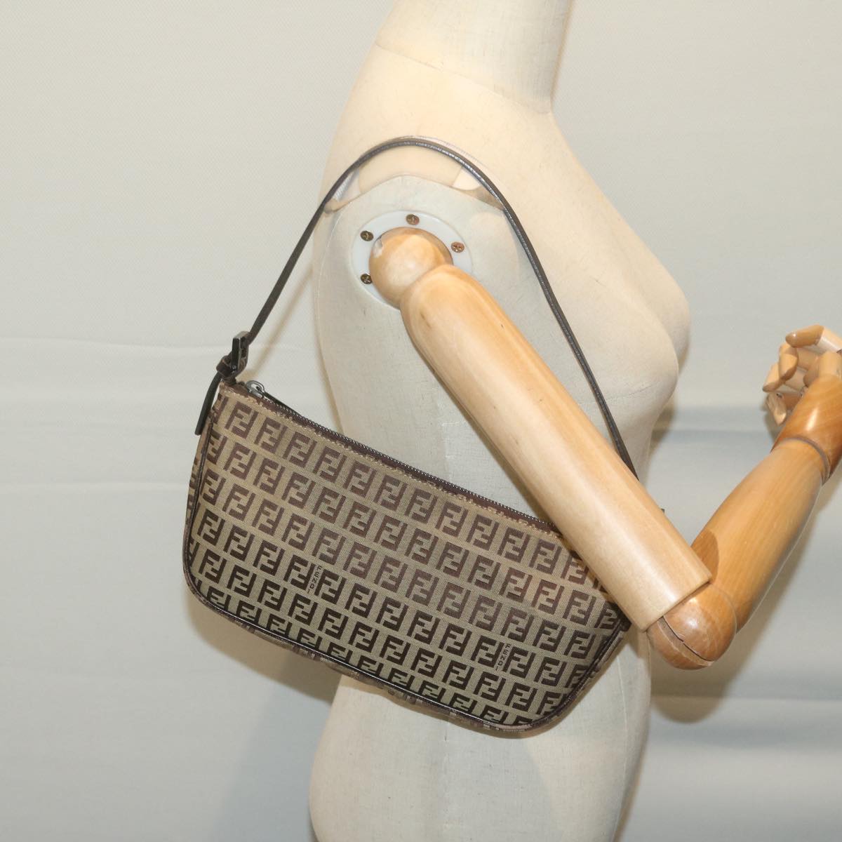 FENDI Zucchino Canvas Accessory Pouch Beige yk10544