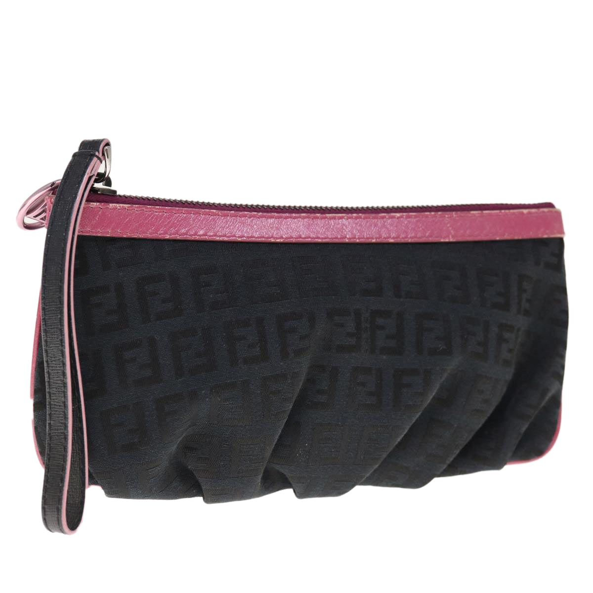 FENDI Zucchino Canvas Pouch Black Pink yk10551