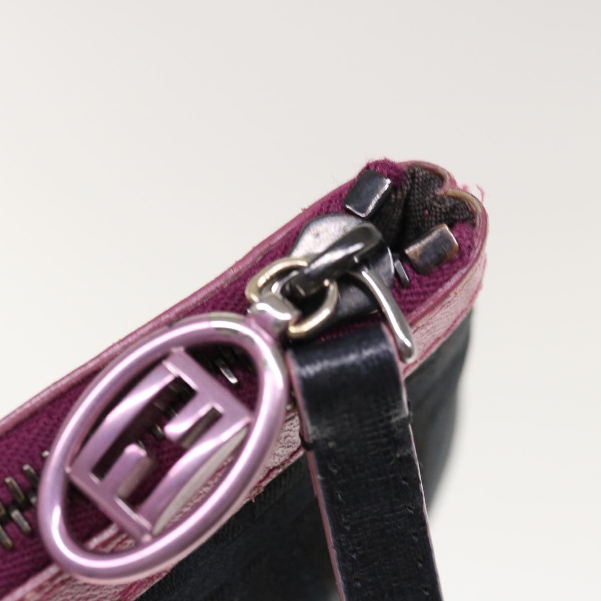 FENDI Zucchino Canvas Pouch Black Pink yk10551