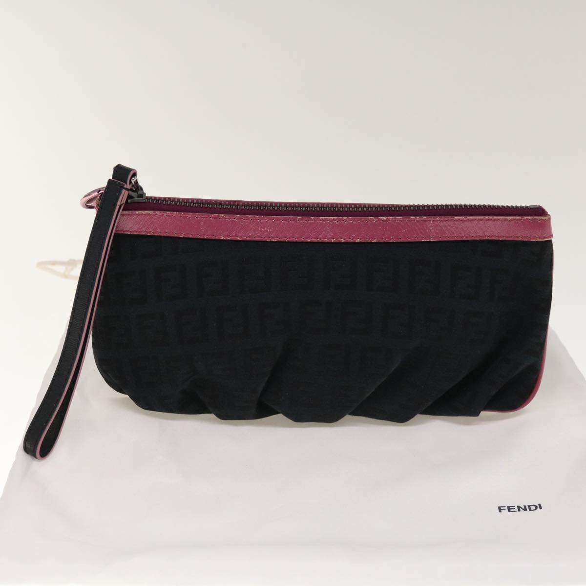 FENDI Zucchino Canvas Pouch Black Pink yk10551