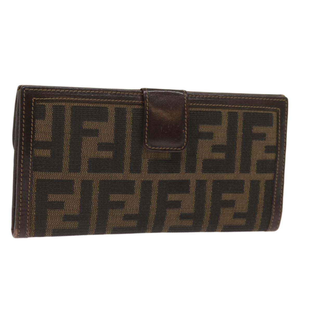 FENDI Zucca Canvas Long Wallet Black Brown yk10582