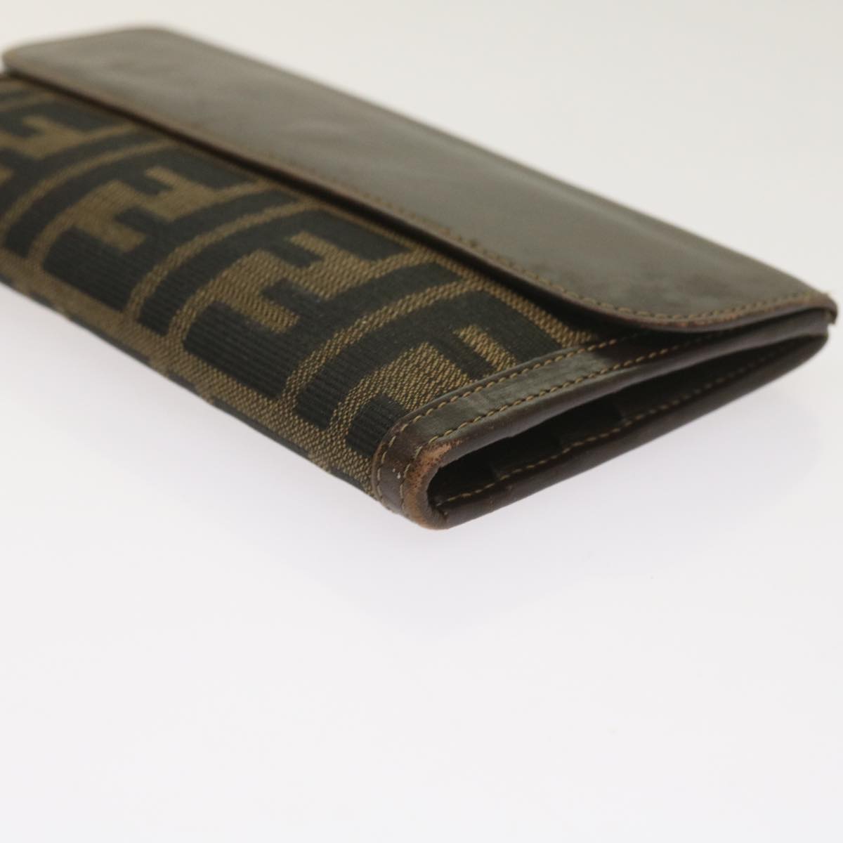 FENDI Zucca Canvas Long Wallet Black Brown yk10582