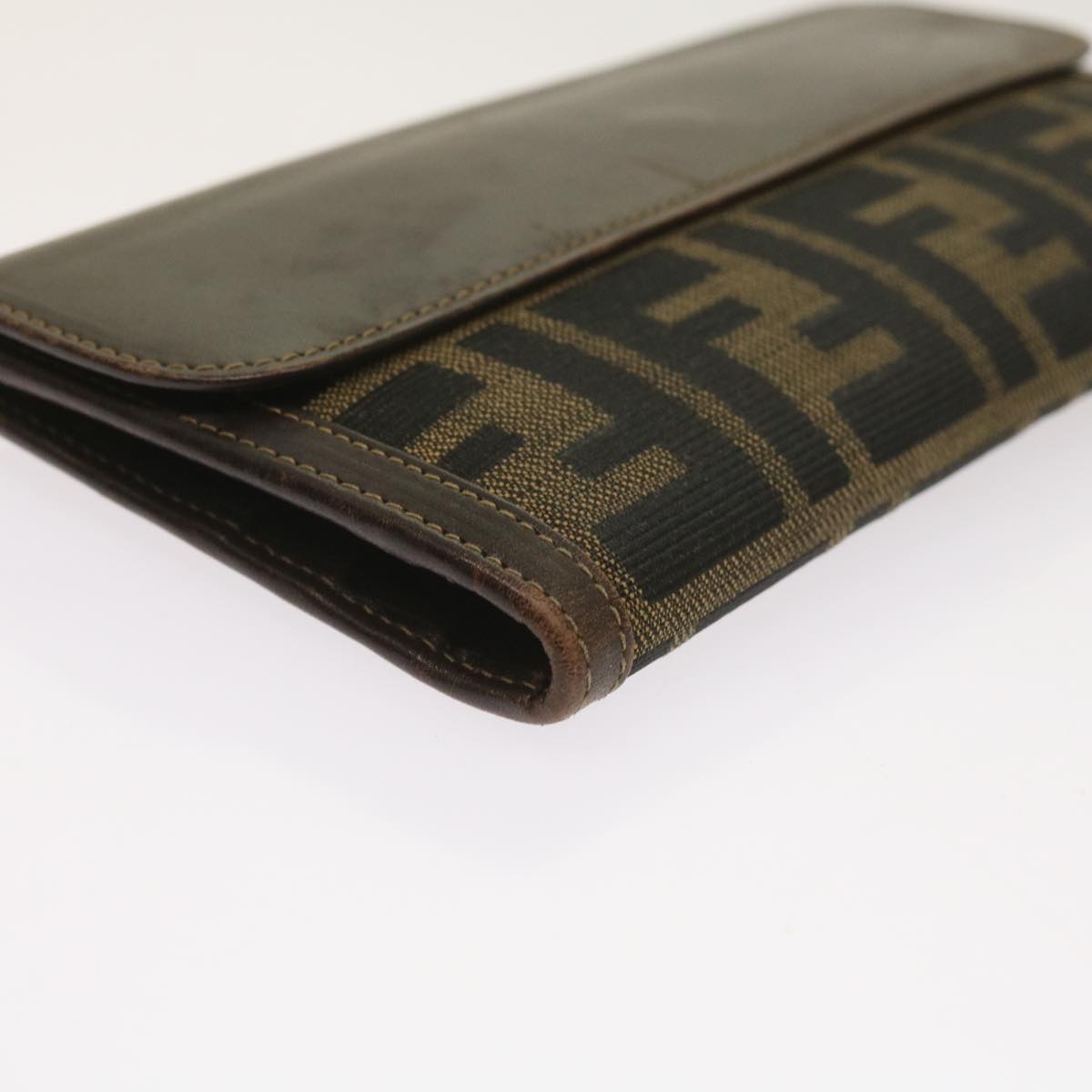 FENDI Zucca Canvas Long Wallet Black Brown yk10582