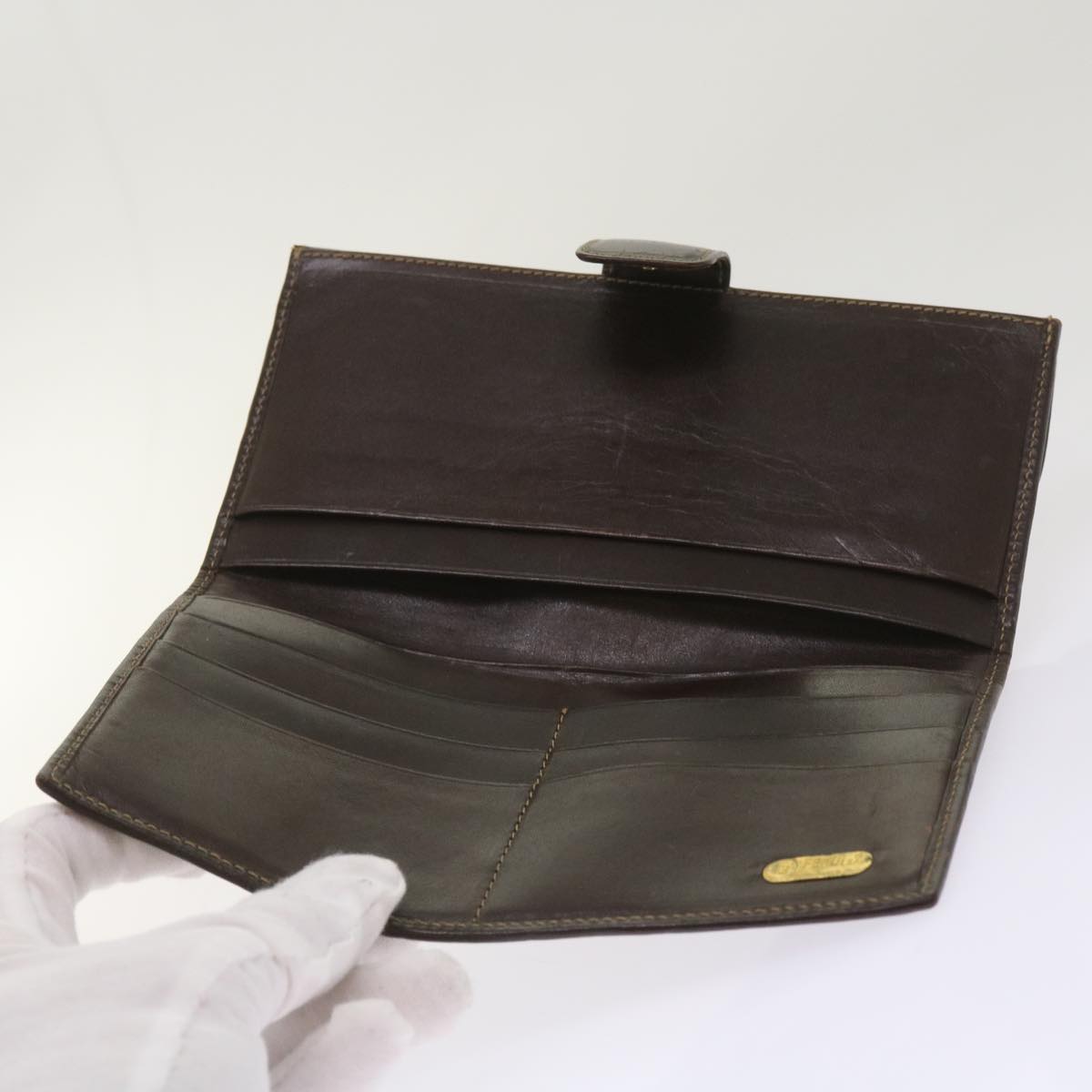 FENDI Zucca Canvas Long Wallet Black Brown yk10582
