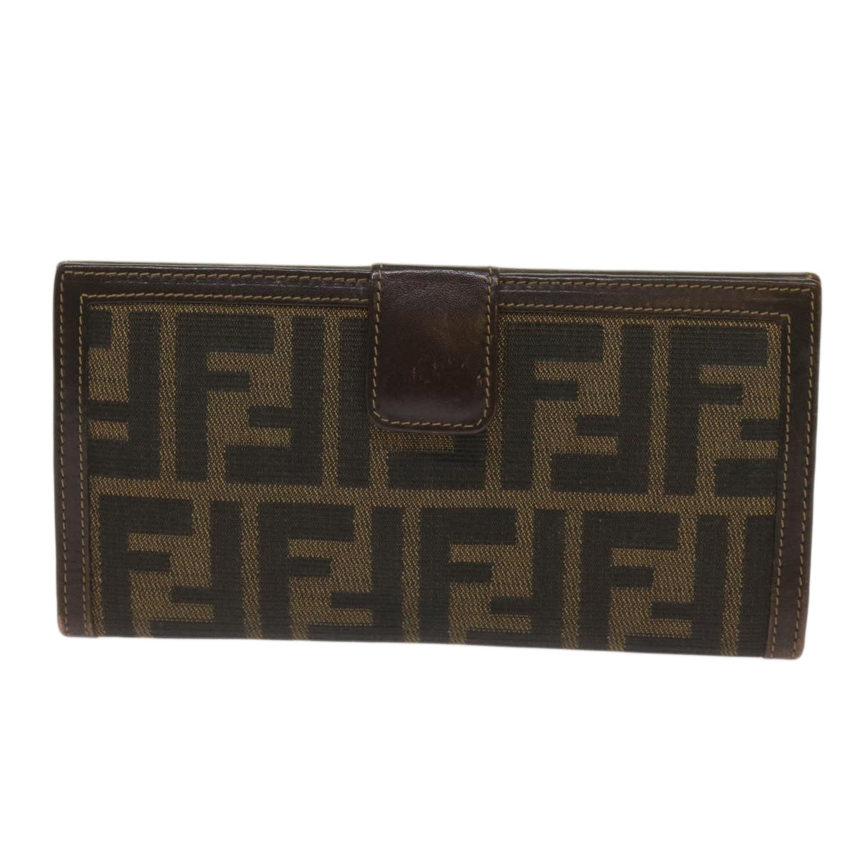FENDI Zucca Canvas Long Wallet Black Brown yk10582
