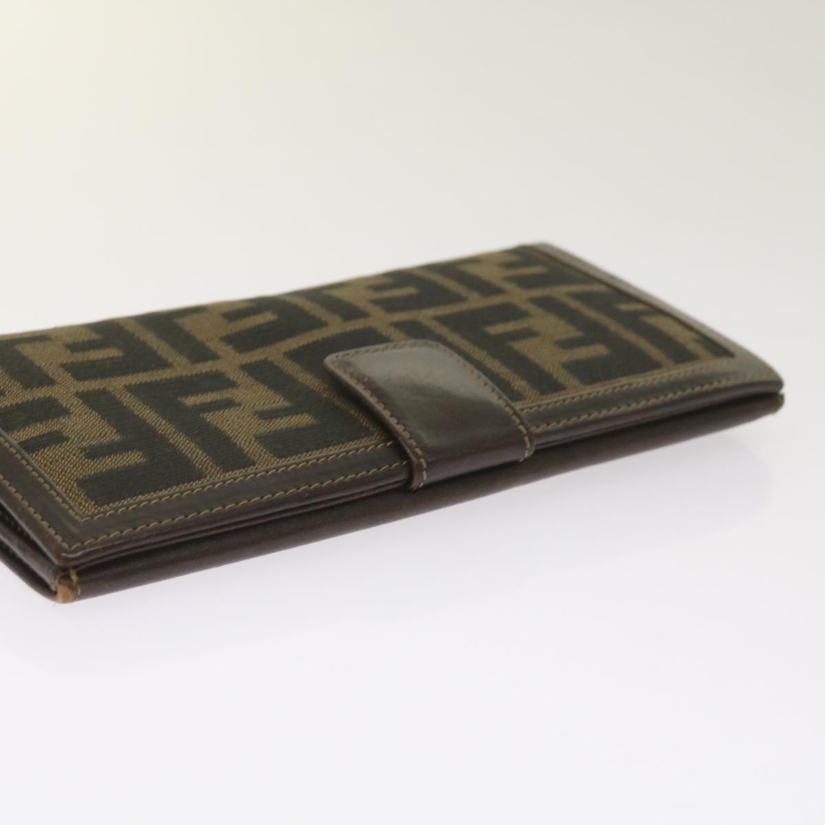 FENDI Zucca Canvas Long Wallet Black Brown yk10582