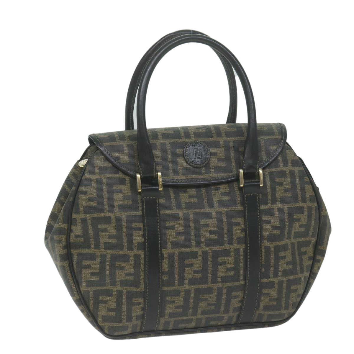 FENDI Zucca Canvas Hand Bag Black Brown yk10606