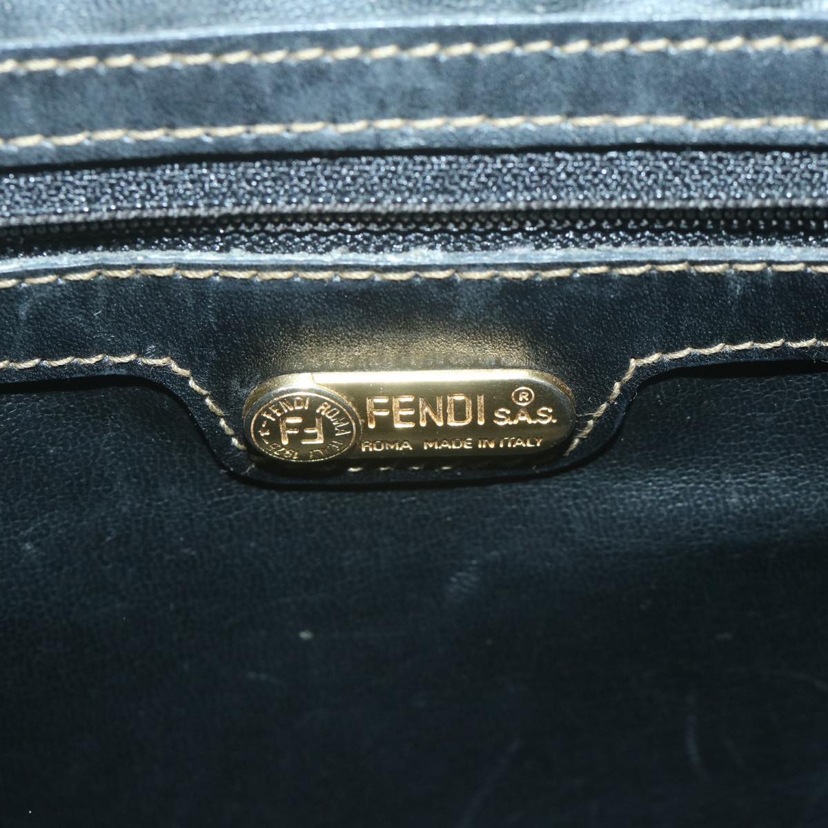 FENDI Zucca Canvas Hand Bag Black Brown yk10606